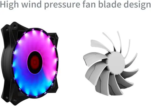 Alt view image 2 of 7 - Great Gold 120 mm RGB Case Fan Silent RGB Color Ultra Quiet Cooling Fan with Long Life Sleeve Bearing. Standard Size 120mm Case Fan Cooling Cooler for Gaming Computer Case