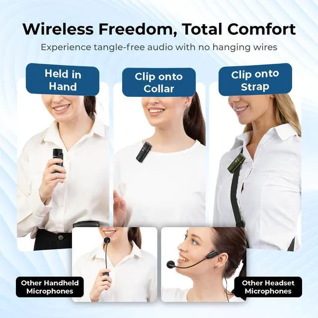 Alt view image 3 of 7 - W WINBRIDGE Voice Amplifier with Wireless Lapel Microphone - Personal Megaphone for Teachers, Mini Bluetooth PA System and Clip-on Mic for Classroom, Speech, Yoga, Tour Guide