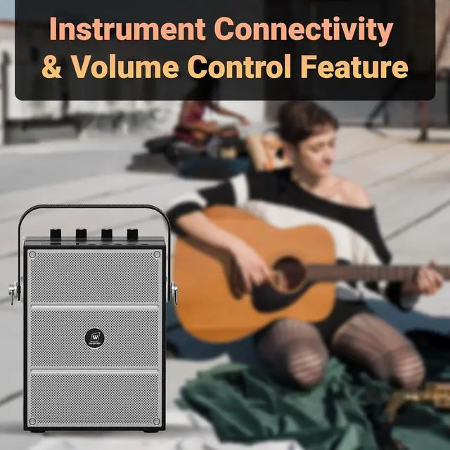 Alt view image 6 of 7 - W WINBRIDGE 60W Powerful Wireless Voice Amplifier with Handheld and Headset Microphones for Teachers,Portable PA System with Sound Effects, Karaoke Speaker and Mic System Support Guitar Play S97