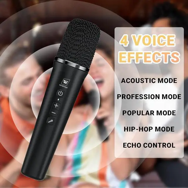 Alt view image 5 of 7 - W WINBRIDGE 60W Powerful Wireless Voice Amplifier with Handheld and Headset Microphones for Teachers,Portable PA System with Sound Effects, Karaoke Speaker and Mic System Support Guitar Play S97