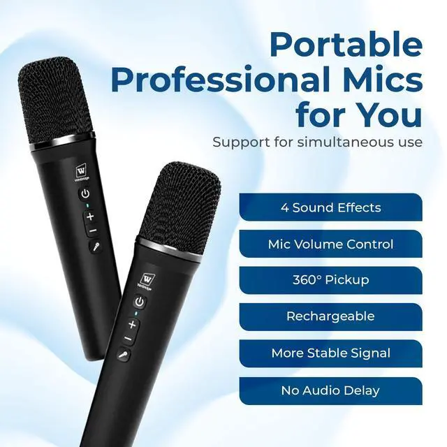 Alt view image 4 of 7 - W WINBRIDGE 100W Powerful Voice Amplifier with 2 Wireless Microphones, Big Pro Sound Portable Speaker with Microphone, Bluetooth Speaker PA System Karaoke Machine Support BT/USB/TF Card/Aux/Guitar S99