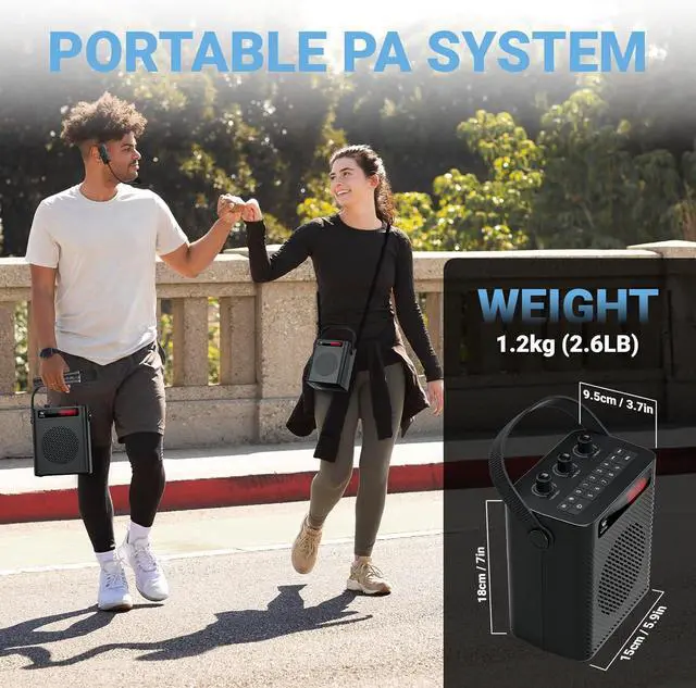 Alt view image 6 of 7 - W WINBRIDGE Voice Amplifier Bluetooth 5.3 Wireless Headset Mirophone/Handheld Mic-40W Rechargeable Megaphone Personal Pa System Portable Microphone and Speaker Set, 4 Sound Effects ,S95