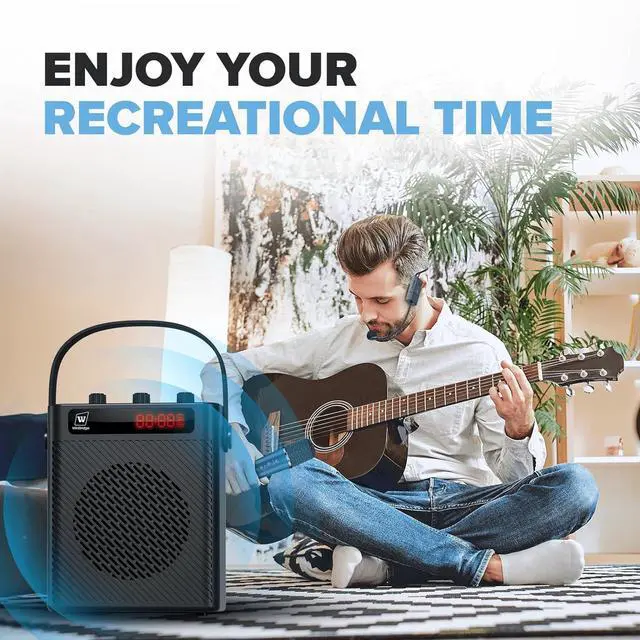 Alt view image 7 of 7 - W WINBRIDGE Voice Amplifier Bluetooth 5.3 Wireless Headset Mirophone/Handheld Mic-40W Rechargeable Megaphone Personal Pa System Portable Microphone and Speaker Set, 4 Sound Effects ,S95