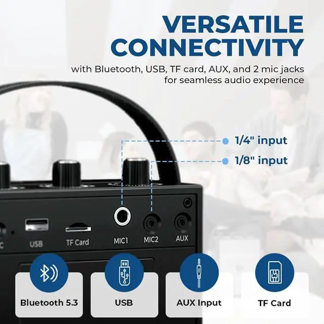 Alt view image 3 of 7 - W WINBRIDGE Voice Amplifier, Portable PA System with Wireless Headset Mic & Speaker, 40W Bluetooth Portable Microphone and Speaker for Teachers, Public Speaking, Hands-Free Megaphone with Strap - S98