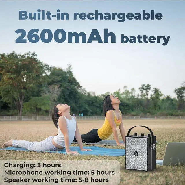 Alt view image 6 of 7 - W WINBRIDGE Voice Amplifier, Portable PA System with Wireless Headset Mic & Speaker, 40W Bluetooth Portable Microphone and Speaker for Teachers, Public Speaking, Hands-Free Megaphone with Strap - S98