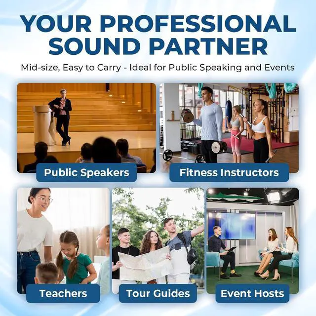 Alt view image 7 of 7 - W WINBRIDGE Voice Amplifier, Portable PA System with Wireless Headset Mic & Speaker, 40W Bluetooth Portable Microphone and Speaker for Teachers, Public Speaking, Hands-Free Megaphone with Strap - S98