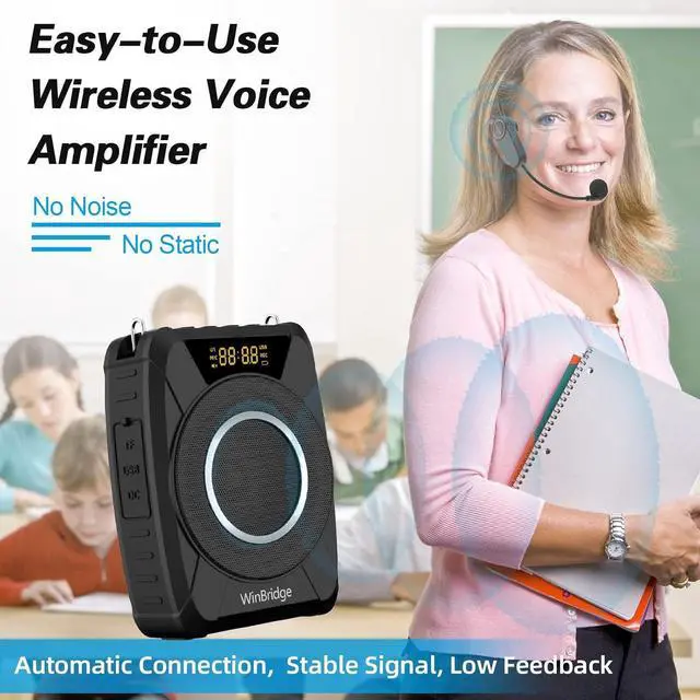 Alt view image 4 of 7 - W WINBRIDGE Bluetooth 5.0 Voice Amplifier with Wireless Mic Headset, Waterproof Wireless Voice Amplifier, 20W Loudly Portable Megaphone PA System for Teachers, Safety Drills, Outdoors Indoors,M801
