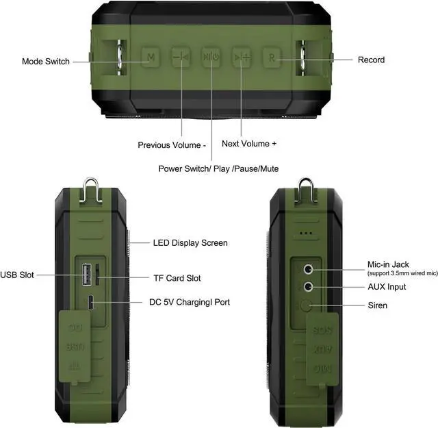 Alt view image 7 of 7 - W WINBRIDGE Bluetooth 5.0 Voice Amplifier with Wireless Mic Headset, Waterproof Wireless Voice Amplifier, 20W Loudly Portable Megaphone PA System for Teachers, Safety Drills, Outdoors Indoors,M801G