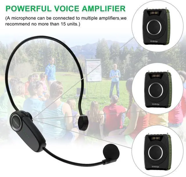 Alt view image 6 of 7 - W WINBRIDGE Bluetooth 5.0 Voice Amplifier with Wireless Mic Headset, Waterproof Wireless Voice Amplifier, 20W Loudly Portable Megaphone PA System for Teachers, Safety Drills, Outdoors Indoors,M801G