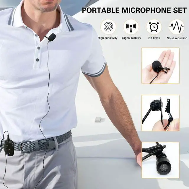 Alt view image 2 of 7 - W WINBRIDGE Lavalier Microphone Wireless&Wired Lapel Mic Set for Voice Amplifier Pa System Pa Speaker Video DSLR Camera Recording ect Mini Portable Clip On Rechargeable Transmitter with Receiver