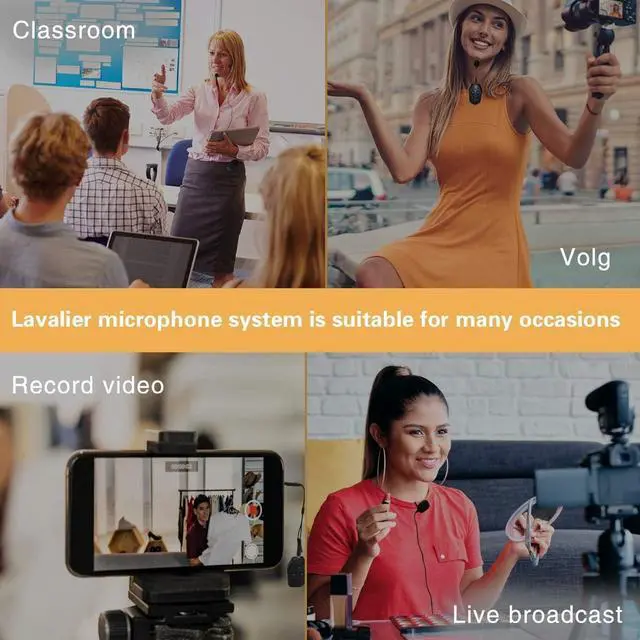 Alt view image 5 of 7 - W WINBRIDGE Lavalier Microphone Wireless&Wired Lapel Mic Set for Voice Amplifier Pa System Pa Speaker Video DSLR Camera Recording ect Mini Portable Clip On Rechargeable Transmitter with Receiver
