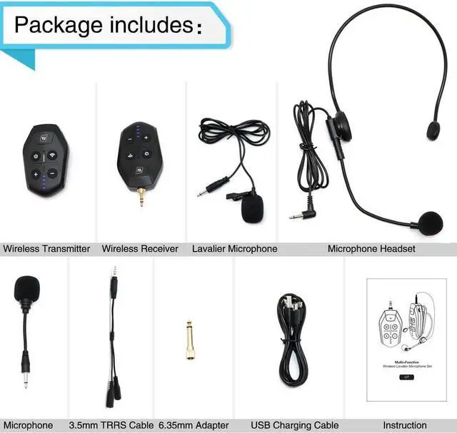 Alt view image 7 of 7 - W WINBRIDGE Lavalier Microphone Wireless&Wired Lapel Mic Set for Voice Amplifier Pa System Pa Speaker Video DSLR Camera Recording ect Mini Portable Clip On Rechargeable Transmitter with Receiver