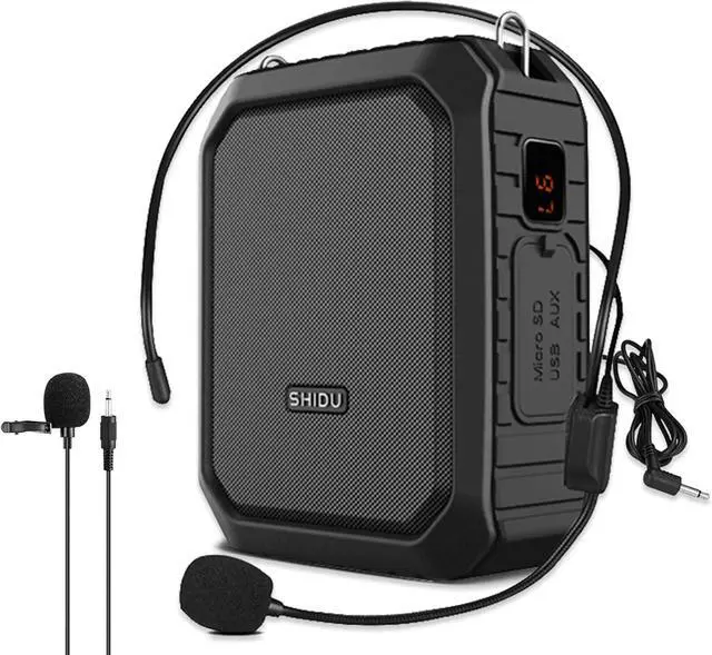 Main image of W WINBRIDGE Voice Amplifier Portable Microphone Headset Wired 18W Personal Voice Amplifier Bluetooth Speaker, Waterproof, Recording for Teachers, Outdoor Speech Tour Guide M800 Black