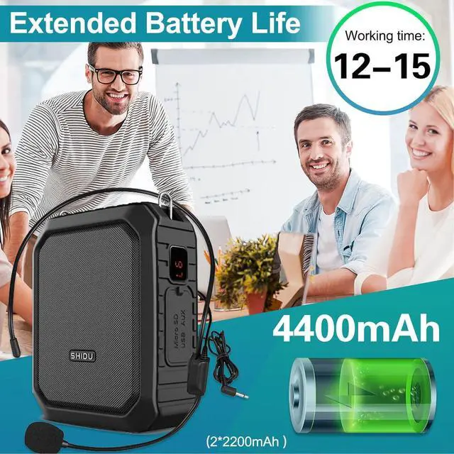 Alt view image 4 of 7 - W WINBRIDGE Voice Amplifier Portable Microphone Headset Wired 18W Personal Voice Amplifier Bluetooth Speaker, Waterproof, Recording for Teachers, Outdoor Speech Tour Guide M800 Black