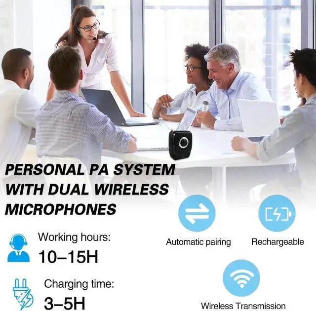 Alt view image 5 of 7 - W WINBRIDGE S92 Pro Portable PA System -25W Bluetooth Speaker with Dual Wireless Microphones, Wireless Voice Amplifier with Headset Mic and Handheld Mic for Presentations, Teaching, Karaoke