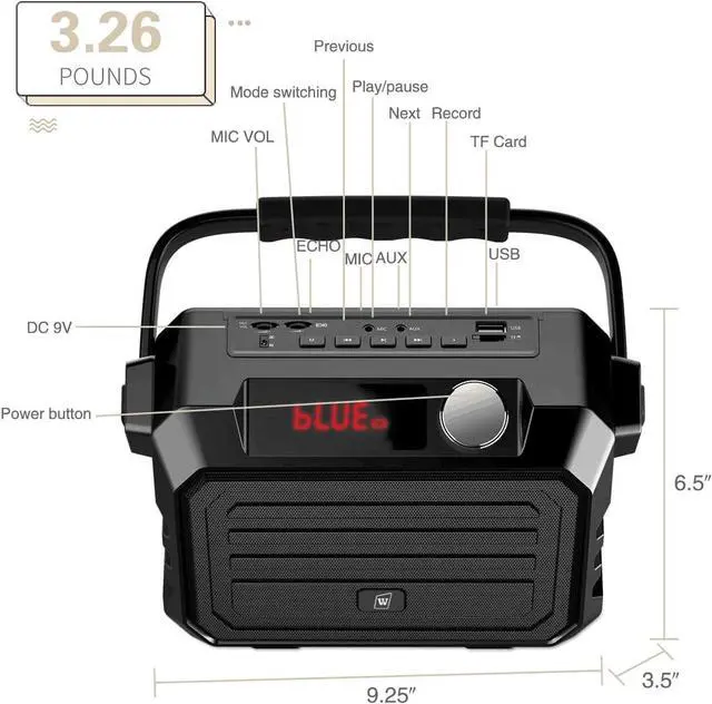 Alt view image 5 of 7 - W WINBRIDGE Wireless Voice Amplifier for Teachers, 30W Portable PA System with UHF Headset Microphone & Bluetooth Speaker, for Classroom, Fitness Instructors, Public Speaking, TWS, FM, Recording, H5