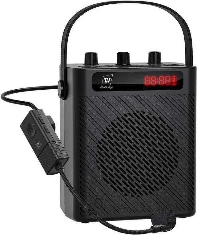 Main image of W WINBRIDGE Wireless Voice Amplifier with Headset Microphone, Portable Bluetooth 5.3 PA System for Teachers, Personal Rechargeable Megaphone with Speaker for Teaching and Speaking in Classrooms S93