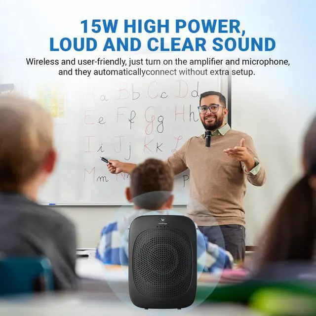 Alt view image 2 of 7 - W WINBRIDGE Bluetooth Voice Amplifier with Wireless Lavalier Lapel Microphone for Teachers, Portable Speaker Clip-On Microphone, Mini Megaphone PA System for Classroom/Yoga/Conference,C006
