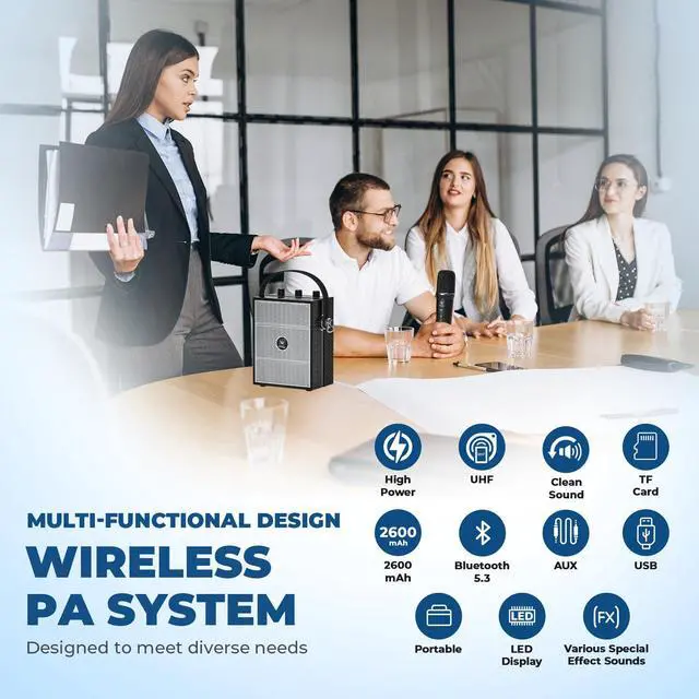 Alt view image 4 of 7 - W WINBRIDGE Wireless Voice Amplifier with Handheld Microphone, Portable Bluetooth Speaker Microphones with Teachers, Wireless Karaoke Mic for Singing, PA System with Echo & Sound Effects S98 Pro