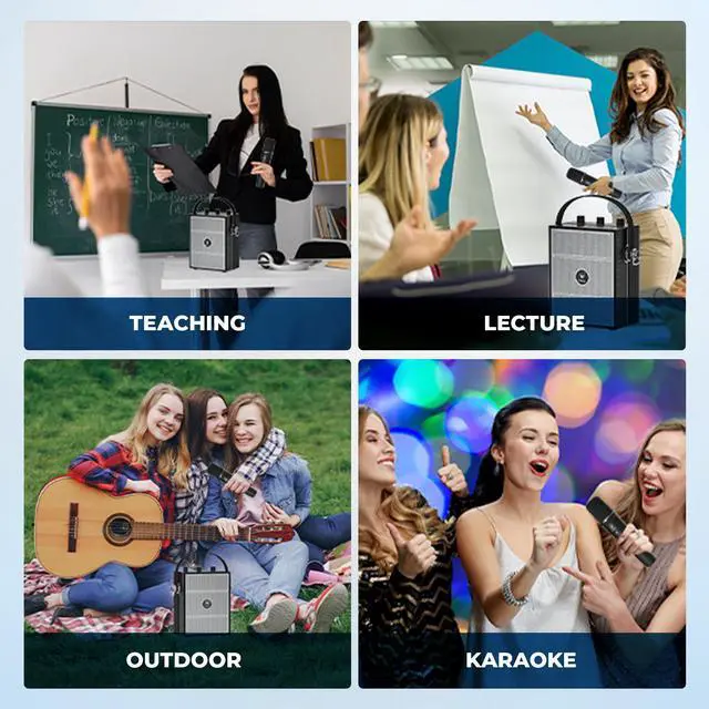 Alt view image 7 of 7 - W WINBRIDGE Wireless Voice Amplifier with Handheld Microphone, Portable Bluetooth Speaker Microphones with Teachers, Wireless Karaoke Mic for Singing, PA System with Echo & Sound Effects S98 Pro