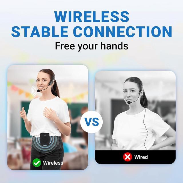 Alt view image 2 of 7 - W WINBRIDGE Voice Amplifier Wireless Microphone Headset, Original Sound Ultra Portable Microphone and Speaker,  Megaphone Speaker with Bluetooth Mic, PA System for Teachers Classroom Tour Guide B002