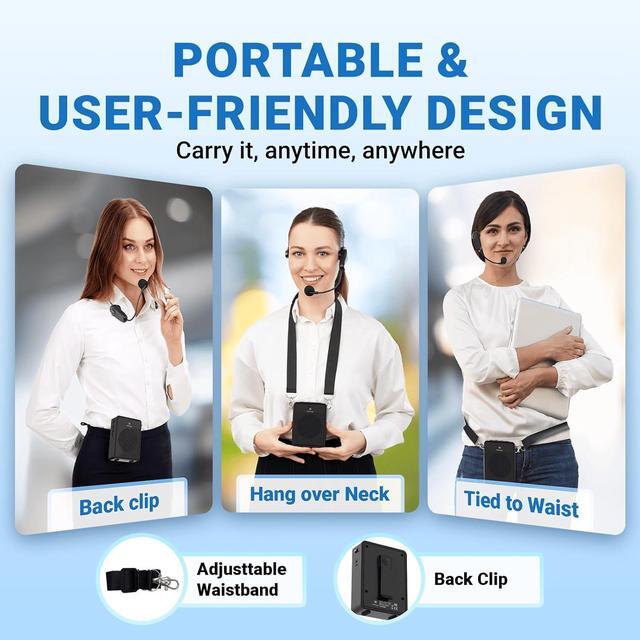 Alt view image 7 of 7 - W WINBRIDGE Voice Amplifier Wireless Microphone Headset, Original Sound Ultra Portable Microphone and Speaker,  Megaphone Speaker with Bluetooth Mic, PA System for Teachers Classroom Tour Guide B002