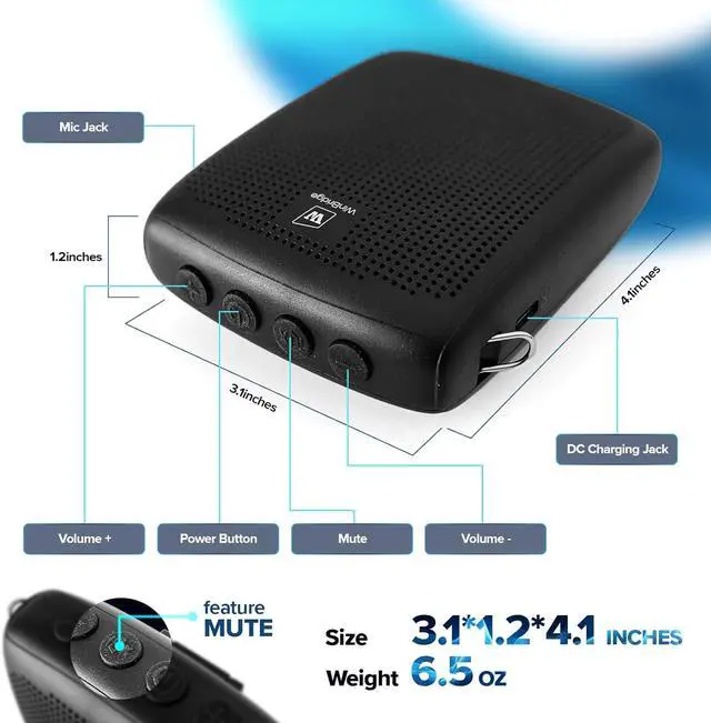 Alt view image 2 of 7 - Back to school - W WINBRIDGE 15W Wired Headset Voice Amplifier - for Teachers, Tour guides, Public Speakers - Free 30-day returns