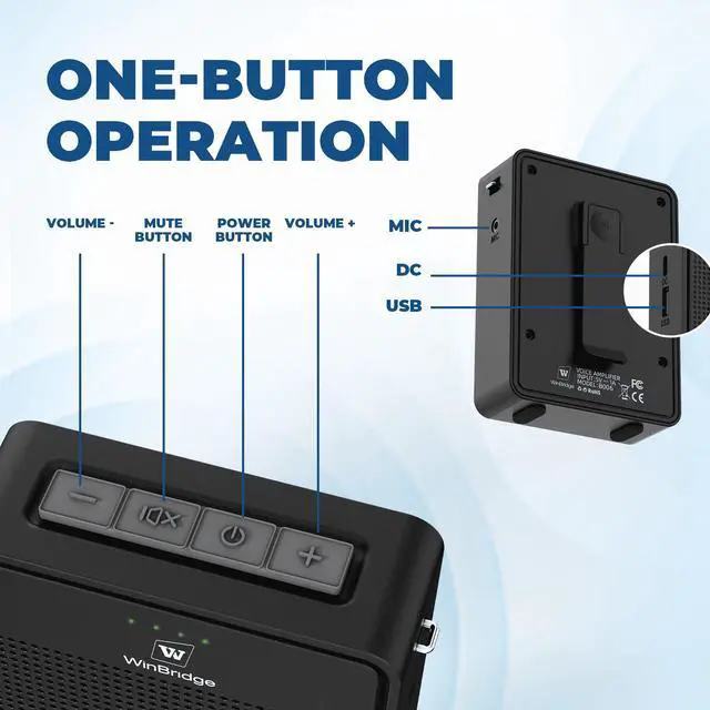 Alt view image 5 of 7 - Back to school - Voice Amplifier with Bluetooth Lavalier Microphone, Wireless Portable Microphone with Speaker, Mini Megaphone with Clip on/Lapel Mic for Teachers Classroom Tour Guide Meeting B006