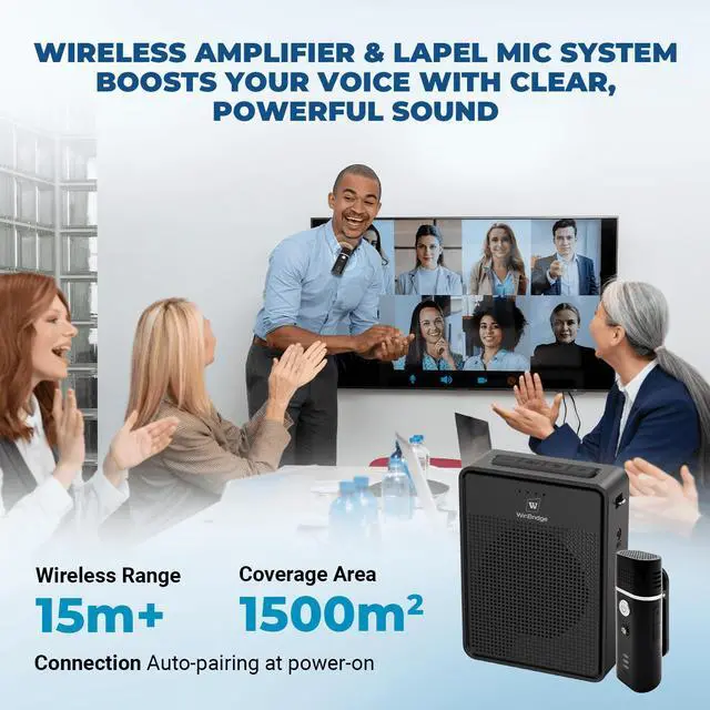 Alt view image 6 of 7 - Back to school - Voice Amplifier with Bluetooth Lavalier Microphone, Wireless Portable Microphone with Speaker, Mini Megaphone with Clip on/Lapel Mic for Teachers Classroom Tour Guide Meeting B006