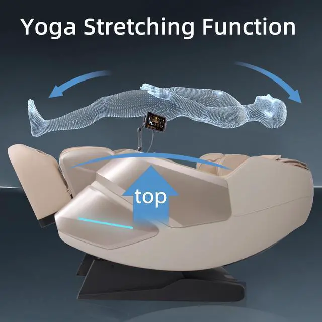 Alt view image 2 of 2 - MassaMAX 4D Massage Chair, Electric Extendable Footrest, Zero Gravity, With Touch Screen, Quick Access Buttons,Golden