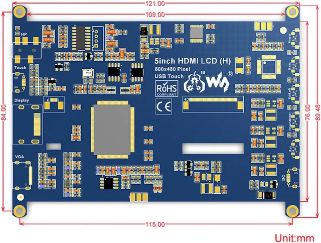 Alt view image 2 of 5 - 5inch HDMI LCD (H) Display, 800x480, Capacitive