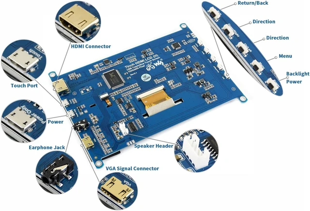 Alt view image 5 of 6 - 7inch HDMI LCD (H) Display, 1024x600, IPS