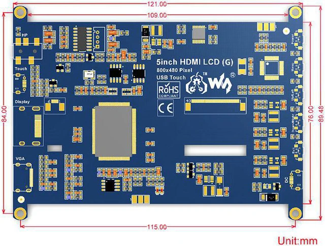 Alt view image 7 of 7 - 5inch HDMI LCD (G) Display, 800x480, Resistive