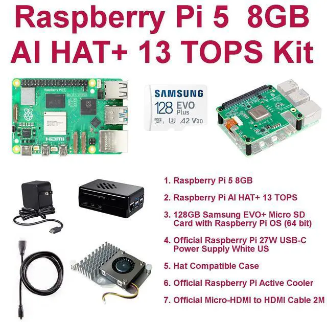 Main image of Raspberry Pi 5  8GB AI HAT+ 13 TOPS Kit