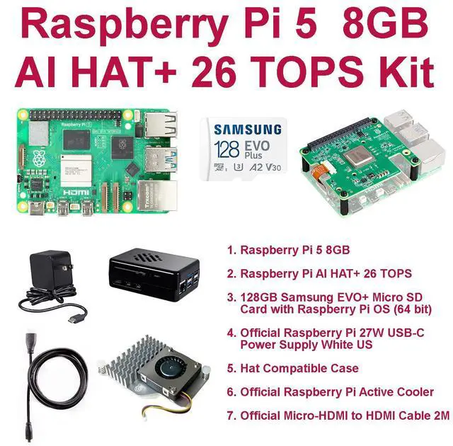 Main image of Raspberry Pi 5  8GB AI HAT+ 26 TOPS Kit