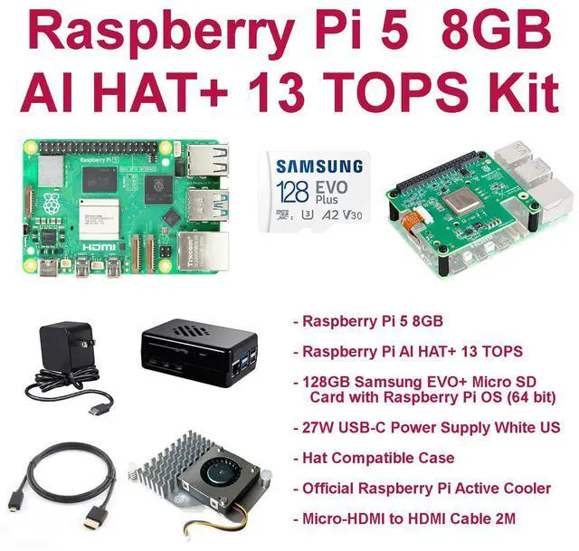 Alt view image 7 of 7 - Raspberry Pi 5 8GB AI HAT+ 13 TOPS Kit