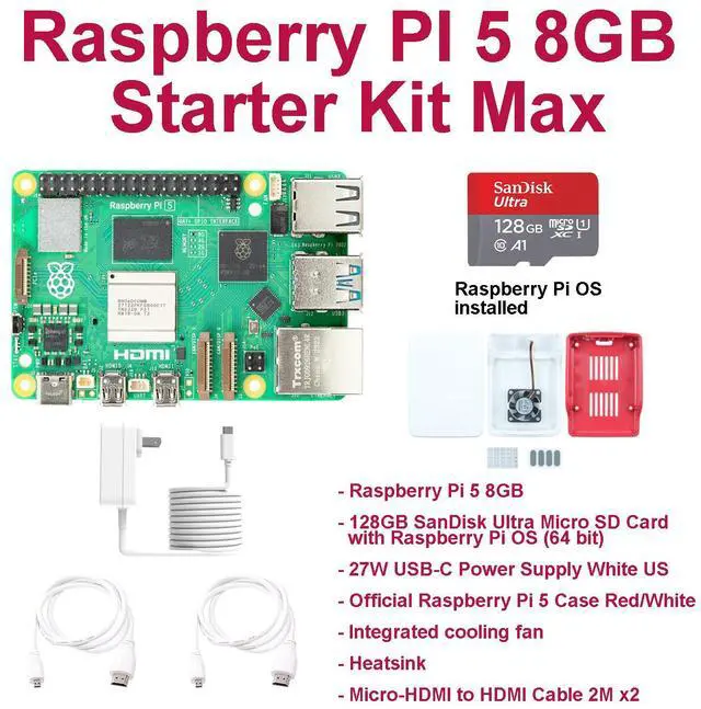 Main image of Raspberry PI 5 8GB Starter Kit Max White