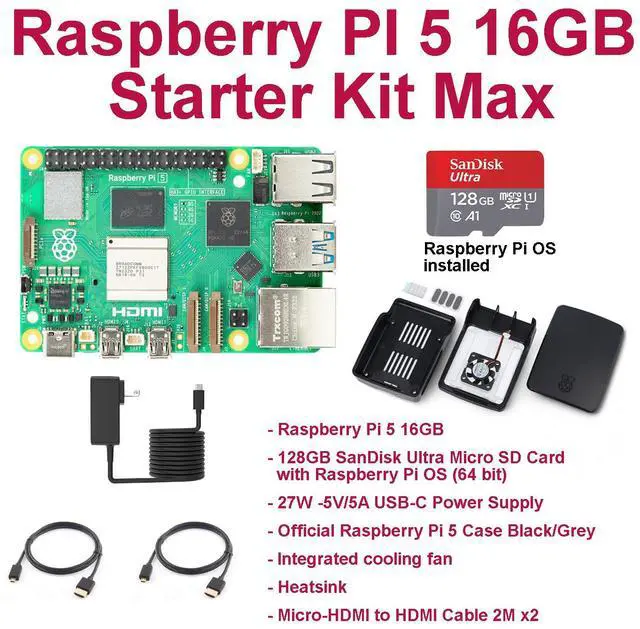 Main image of Raspberry PI 5 16GB Starter Kit Max Black