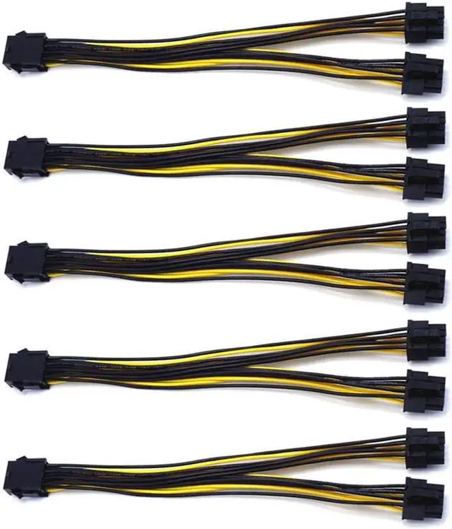 Main image of 5-Pack PCI-E 8Pin to 2X 8 Pin (6+2) Power Splitter Cable for PCIE PCI Express Image Card Y - Splitter Extension Cable