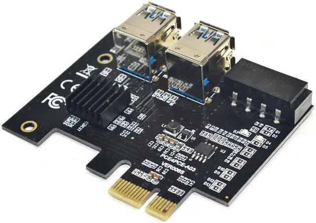 Alt view image 6 of 7 - PCI-E 1 to 4 Expansion Card PCI-E 1X to 16X 4 Port Dual Layer USB3.0 Graphics Adapter Expansion Card for BTC Mining
