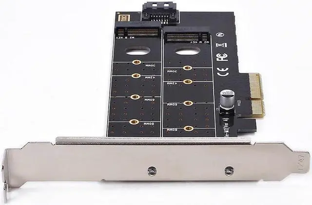 Alt view image 10 of 12 - Dual M.2 Pcie Adapter, M2 Ssd Nvme (M Key) Or Sata (B Key) 22110 2280 2260 2242 2230 To Pci-E 3.0 X 4 Host Controller Expansion Card For Desktop Pci Express Slot