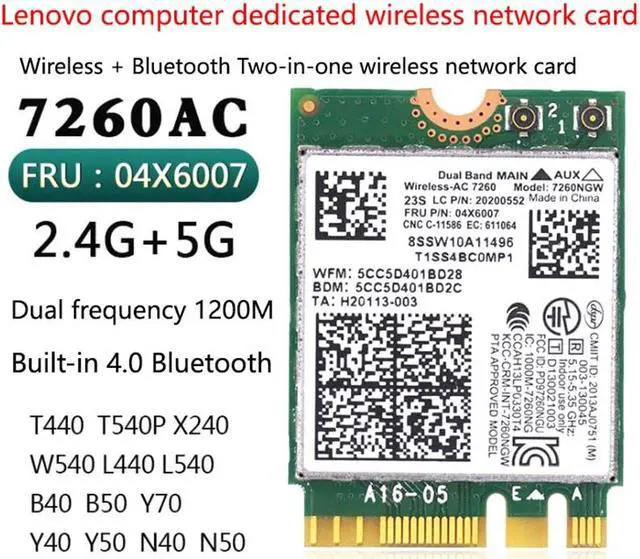 Alt view image 6 of 6 - for Lenovo T440 X240 Y40 Y70 Y50 7260AC Wireless Network Card 4.0 Bluetooth 04X6007