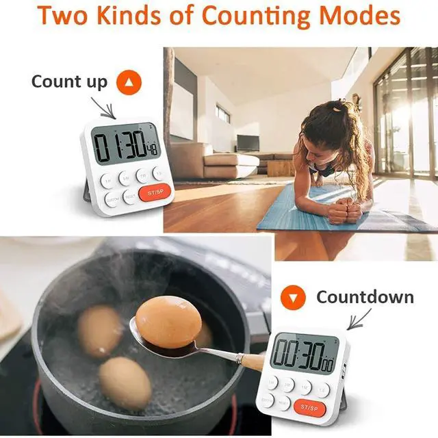 Alt view image 7 of 7 - Timer Digital Cooking Timer, Magnetic Count Up & Countdown Timer with LCD Display and Loud Alarm,99 Hour Digital Timer