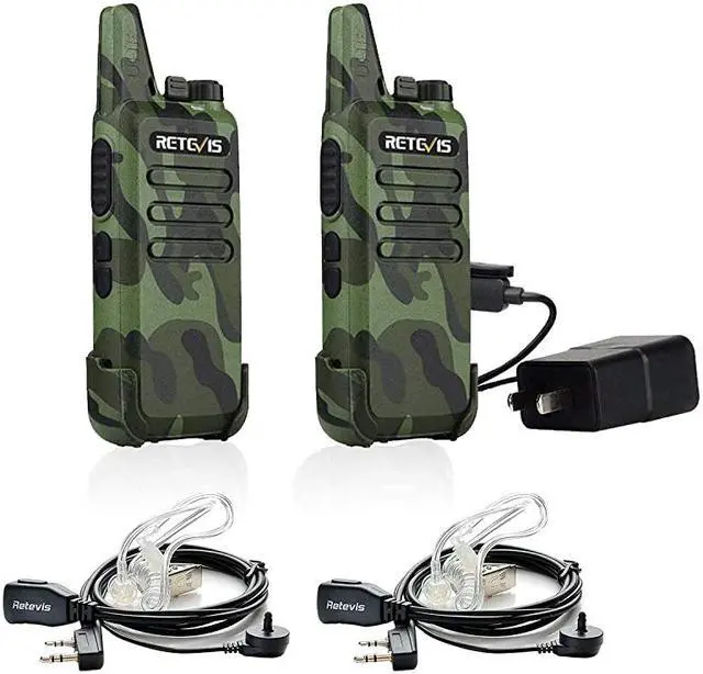 Main image of RT22 Walkie Talkies Rechargeable Long Range,Wireless VOX Two Way Radio with Air Tube Earpiece Adults Kids Camping Hiking Biking (2 Pack)