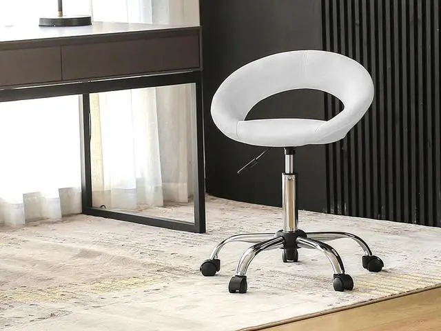 Alt view image 2 of 7 - Cresent Swivel Height Adjustable Task Chair PU Leather Office Chair with Wheels