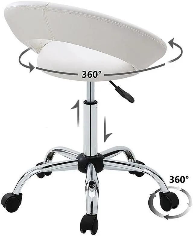 Alt view image 4 of 7 - Cresent Swivel Height Adjustable Task Chair PU Leather Office Chair with Wheels