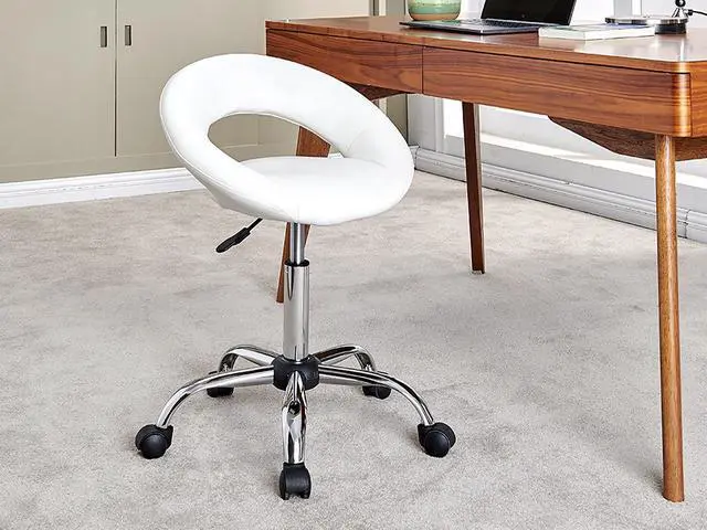 Alt view image 7 of 7 - Cresent Swivel Height Adjustable Task Chair PU Leather Office Chair with Wheels