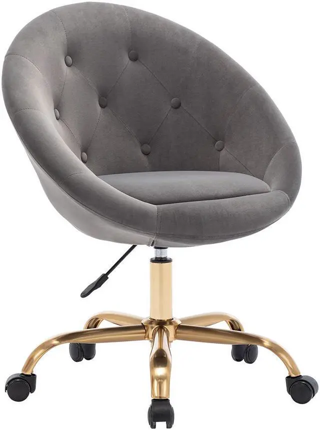 Main image of Swivel Height Adjustable Task Chair Tufted Velvet Upholstered Office Chair