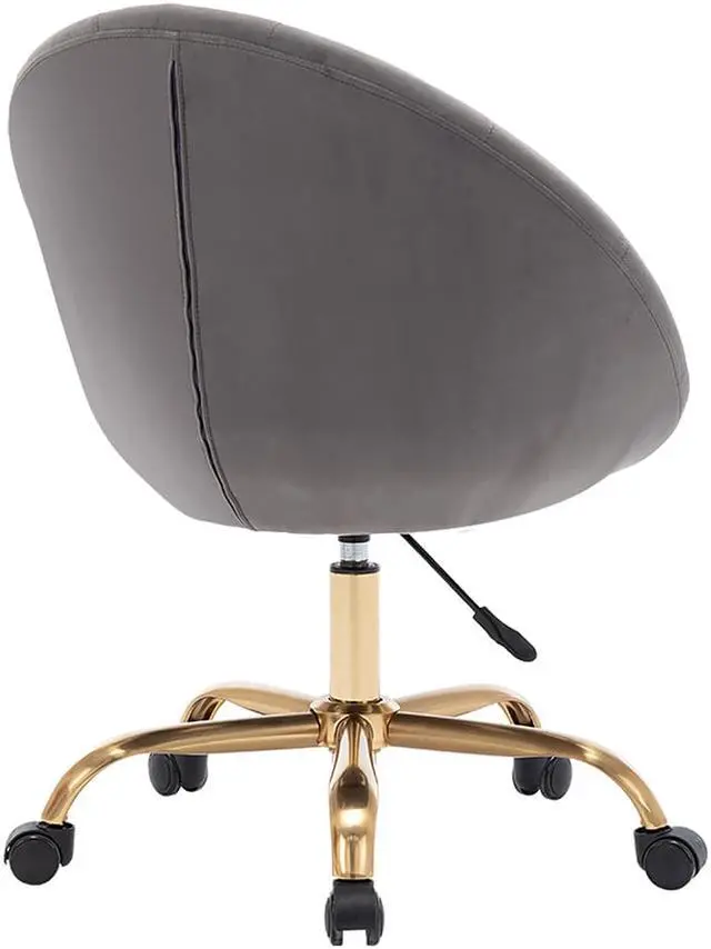 Alt view image 5 of 7 - Swivel Height Adjustable Task Chair Tufted Velvet Upholstered Office Chair