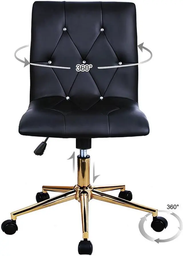 Alt view image 5 of 7 - Swivel Height Adjustable Task Chair Armless PU Leather Tufted Office Chair